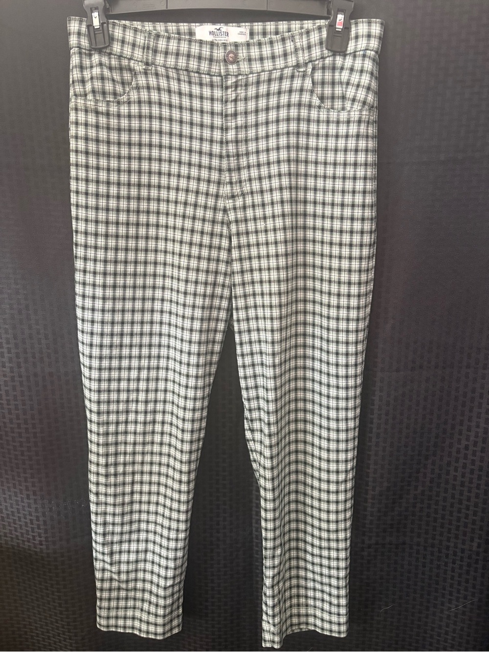 Hollister Black and White Plaid Chinos